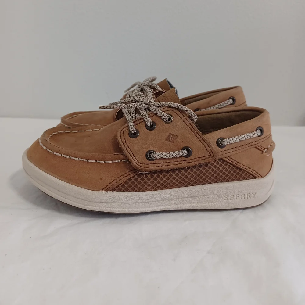 Sperry Kids Tan Brown Lace Moccasin Boat Shoes